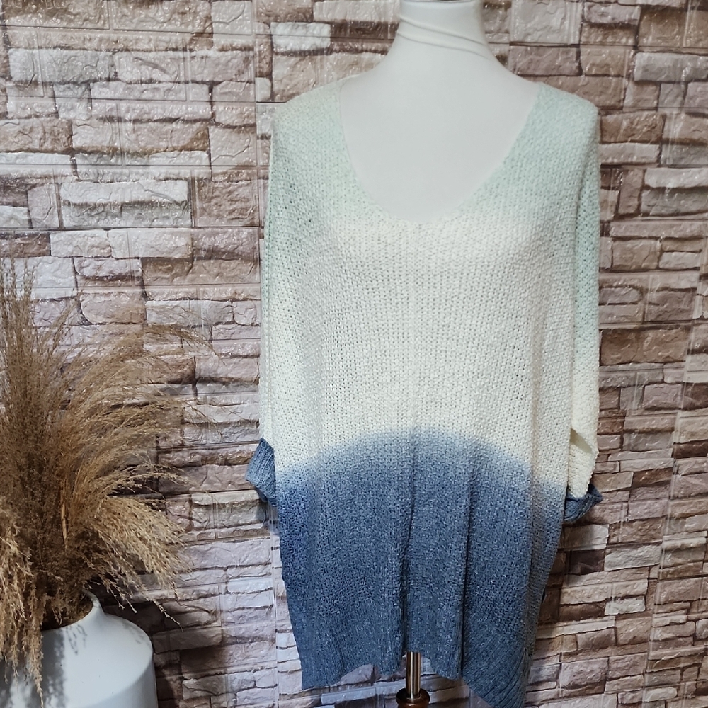 SHE+SKY Gradient Blue and Cream Sweater Brand New